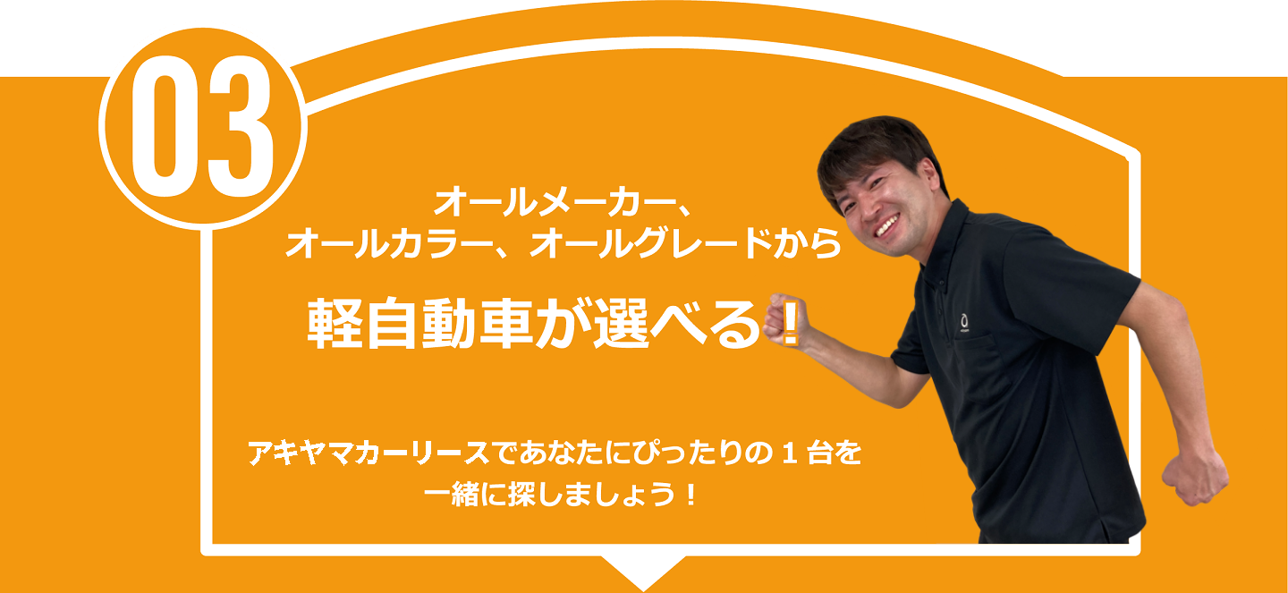 アキヤマカーリースはオールメーカー、オールカラー、オールグレードから軽自動車が選べる！